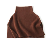 100% Cashmere Ribbed Knit Cape Shawl Pullover Poncho with Side Slits