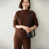 Women’s Cashmere Wool Mock Neck Cable Knit Sweater