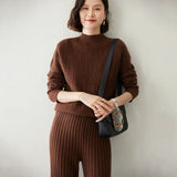 Women’s Cashmere Wool Mock Neck Cable Knit Sweater