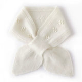 100% Cashmere Floral Knit Crocheted Neck Scarf with Blossom Embroidery