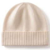 Classic 100% Cashmere Folded Cuff Beanie Knit Winter Hat