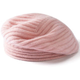 100% Cashmere Pleated Beret Hat Soft Knit Painter Cap