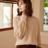 Women’s 100% Cashmere Turtleneck Puff Sleeve Sweater