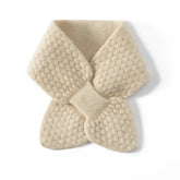 100% Cashmere Bow Scarf Soft Knit Neck Warmer with Knot Design