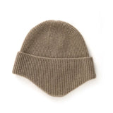 100% Cashmere Beanie Hat with Ear Flaps Soft Knit Winter Cap