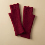 100% Cashmere Fingerless Gloves Soft Cable Knit Arm Warmers with Thumb Opening