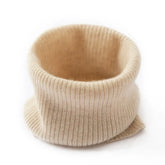 100% Cashmere Ribbed Neck Warmer Knit Snood Scarf with Cozy Folded Collar