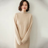Women’s Cashmere Wool Mock Neck Cable Knit Sweater