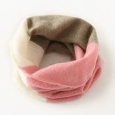 100% Cashmere Contrast Color-Block Infinity Neck Warmer Loop Scarf