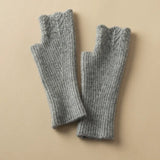 100% Cashmere Fingerless Gloves Soft Cable Knit Arm Warmers with Thumb Opening