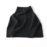 100% Cashmere Ribbed Knit Cape Shawl Pullover Poncho with Side Slits
