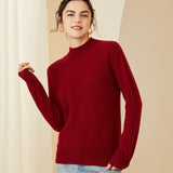 Women’s Mock Neck Cashmere Wool Knit Long Sleeves Sweater