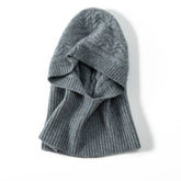 100% Cashmere Hooded Scarf Soft Cable Knit Winter Balaclava Hood