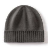 Classic 100% Cashmere Folded Cuff Beanie Knit Winter Hat