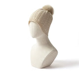 100% Cashmere Cable Knit Beanie Hat with Pom Pom Soft Winter Cap