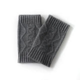 100% Cashmere Cable Knit Pattern Fingerless Gloves Knit Wrist Warmers