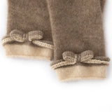 100% Cashmere Gloves with Bow Detail Soft Knit Winter Gloves for Women
