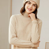 Women’s Pure Cashmere Mock Neck Cable Knit Sweater