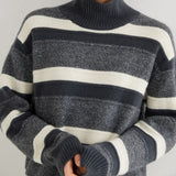 Women’s 100% Cashmere Striped Turtleneck Sweater