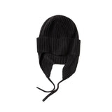100% Cashmere Earflap Hat Knit Winter Beanie with Tie Strings for Women Men