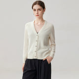 Women's 100% Cashmere V-Neck Cardigan with Sequin Trim