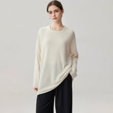 Women's 100% Cashmere Oversized Relaxed Fit Wide Crew Neck Sweater
