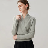 Women's 100% Cashmere V-Neck Long Sleeve Knit Wrap Sweater