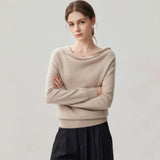Women's 100% Cashmere Draped Boat Neck Sweater