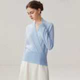 Women's 100% Cashmere V-Neck Long Sleeve Knit Wrap Sweater