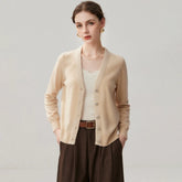 Women's 100% Cashmere V-Neck Cardigan with Sequin Trim