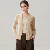 Women's 100% Cashmere V-Neck Cardigan with Sequin Trim