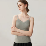 Women's Cashmere Scalloped V-Neck Knit Sleeveless Camisole Tank Top