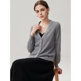 Women's 100% Cashmere V-Neck Cardigan with Sequin Trim