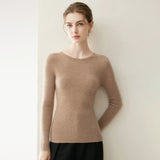 100% Pure Cashmere Crew Neck Slim Fit Knit Pullover Sweater