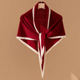 Women's Cashmere Triangle Shawl Contrast Trim Knit Wrap Scarf