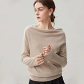 Women's 100% Cashmere Draped Boat Neck Sweater