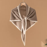 Women's Cashmere Triangle Shawl Contrast Trim Knit Wrap Scarf