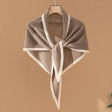 Women's Cashmere Triangle Shawl Contrast Trim Knit Wrap Scarf