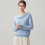 Women's 100% Cashmere Draped Boat Neck Sweater