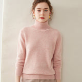 Women’s 100% Cashmere Turtleneck Sweater Warm High Neck Knit Pullover