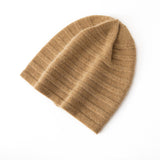 Luxury 100% Cashmere Hat Unisex Ribbed Knit Beanie Hat