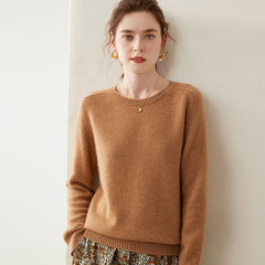 Women’s 100% Cashmere Crewneck Sweater Lightweight Ribbed Pullover