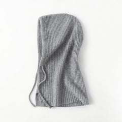 Women’s 100% Cashmere Balaclava Hood Scarf Soft Ribbed Hooded Neck Warmer