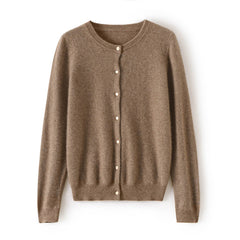Women’s 100% Cashmere Cardigan Soft Lightweight Crewneck Button Front Knit