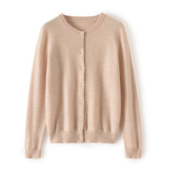 Women’s 100% Cashmere Cardigan Soft Lightweight Crewneck Button Front Knit