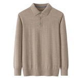 Men’s 100% Cashmere Polo Sweater Luxury Soft Long Sleeve Knit Pullover
