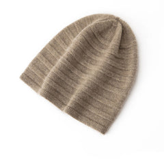 Luxury 100% Cashmere Hat Unisex Ribbed Knit Beanie Hat