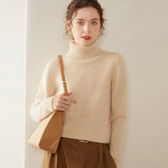Women’s 100% Cashmere Turtleneck Sweater Warm High Neck Knit Pullover