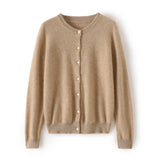 Women’s 100% Cashmere Cardigan Soft Lightweight Crewneck Button Front Knit