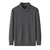 Men’s 100% Cashmere Polo Sweater Luxury Soft Long Sleeve Knit Pullover